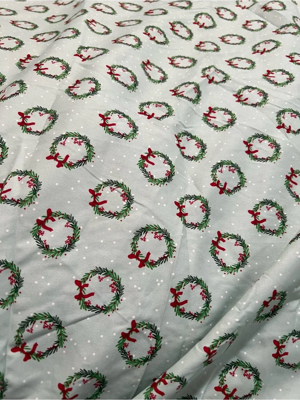 Christmas Sheet Set, Holiday Wreath, Holiday Xmas Bedding Set - Full Size